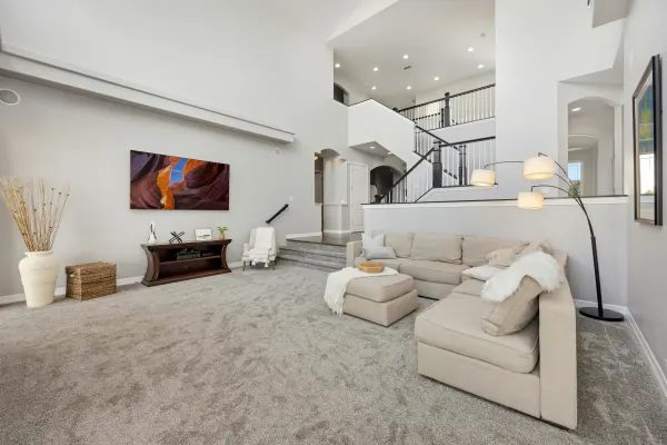 Plush carpet in a spacious living room